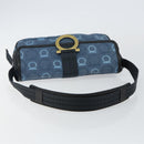 Salvatore Ferragamo Gancini Shoulder Bag Canvas Navy Gold Auth BA5868-7