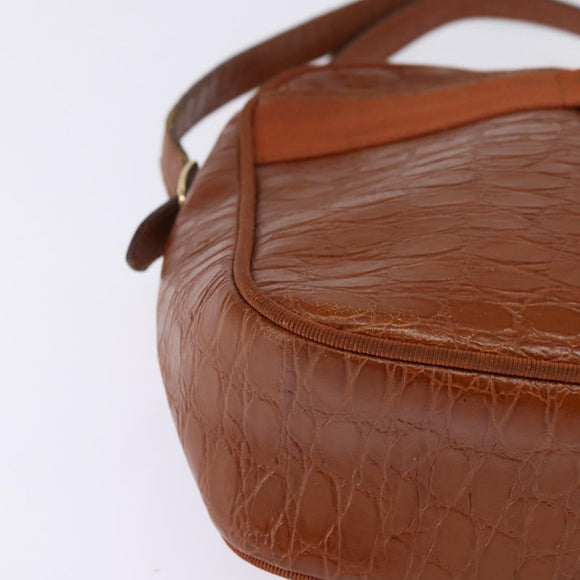 Salvatore Ferragamo Vala Shoulder Bag Leather Brown Gold Auth BA5869