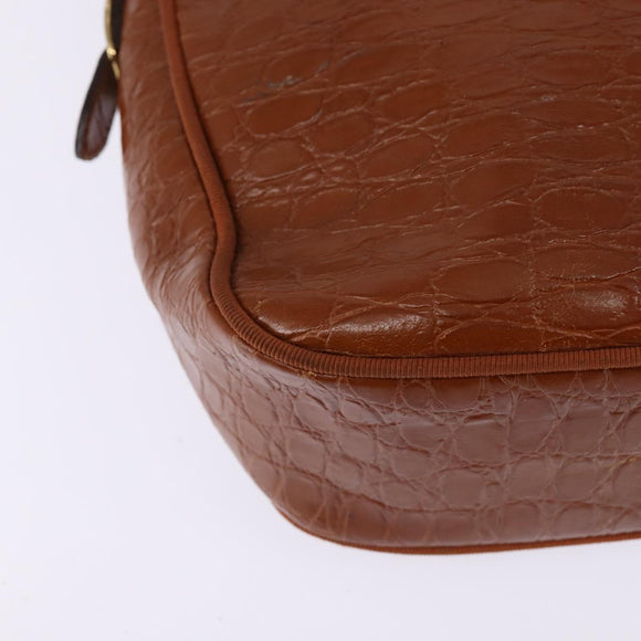 Salvatore Ferragamo Vala Shoulder Bag Leather Brown Gold Auth BA5869