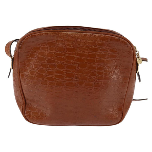 Salvatore Ferragamo Vala Shoulder Bag Leather Brown Gold Auth BA5869