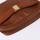 Salvatore Ferragamo Vala Shoulder Bag Leather Brown Gold Auth BA5869-6