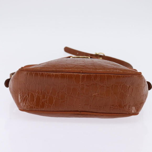 Salvatore Ferragamo Vala Shoulder Bag Leather Brown Gold Auth BA5869