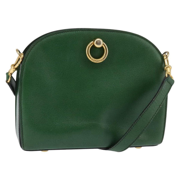 CELINE Shoulder Bag Leather Green Gold Auth BA5871