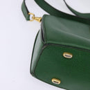 CELINE Shoulder Bag Leather Green Gold Auth BA5871-9