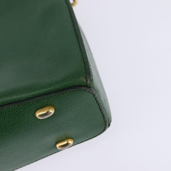 CELINE Shoulder Bag Leather Green Gold Auth BA5871