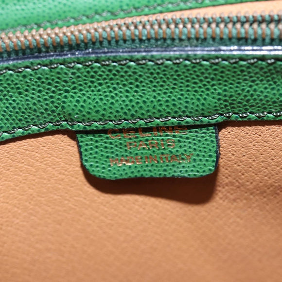 CELINE Shoulder Bag Leather Green Gold Auth BA5871