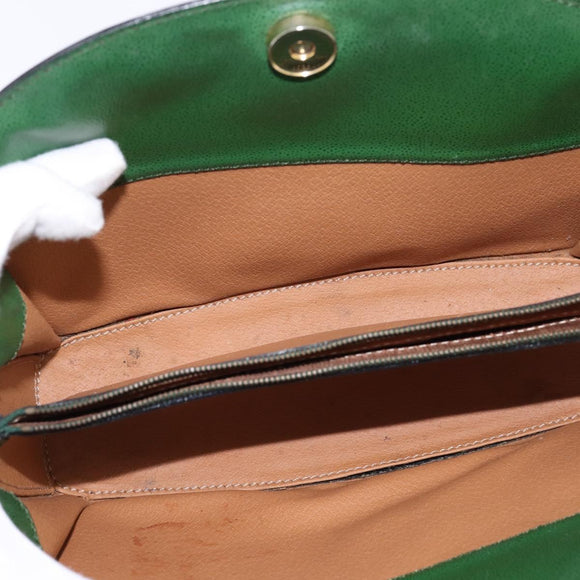 CELINE Shoulder Bag Leather Green Gold Auth BA5871