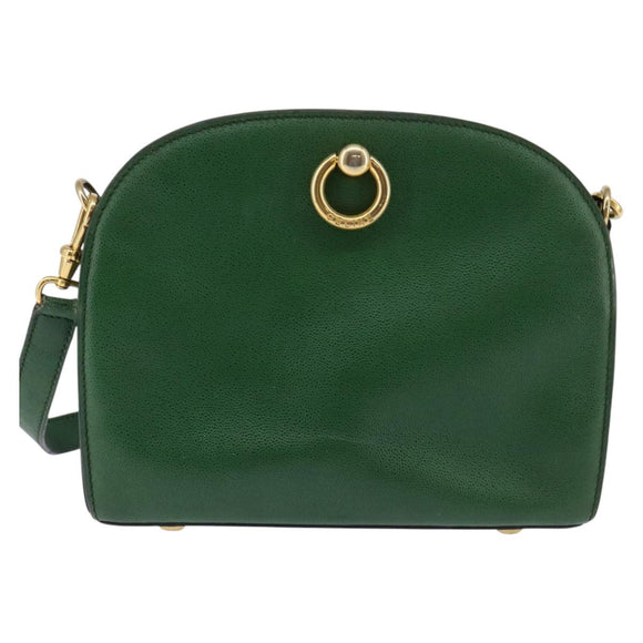 CELINE Shoulder Bag Leather Green Gold Auth BA5871