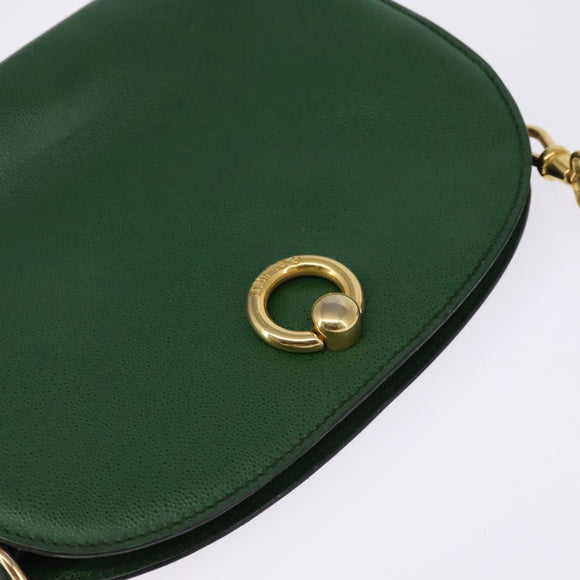 CELINE Shoulder Bag Leather Green Gold Auth BA5871