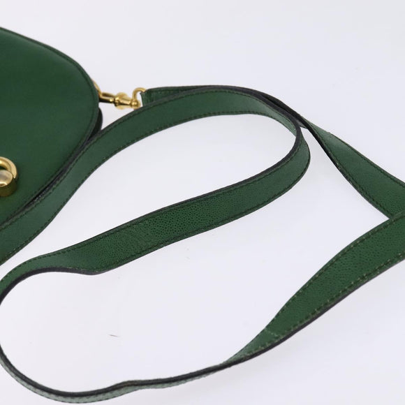 CELINE Shoulder Bag Leather Green Gold Auth BA5871
