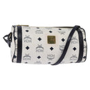 MCM Logogram Vicetos Shoulder Bag PVC Leather White Gold Auth BA5873-1