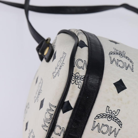 MCM Logogram Vicetos Shoulder Bag PVC Leather White Gold Auth BA5873