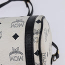 MCM Logogram Vicetos Shoulder Bag PVC Leather White Gold Auth BA5873-11