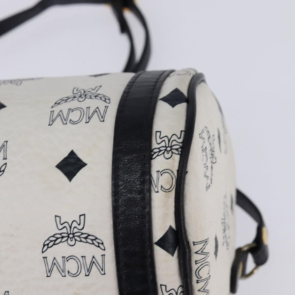 MCM Logogram Vicetos Shoulder Bag PVC Leather White Gold Auth BA5873