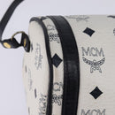 MCM Logogram Vicetos Shoulder Bag PVC Leather White Gold Auth BA5873-12