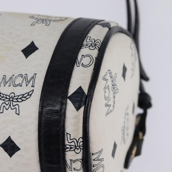 MCM Logogram Vicetos Shoulder Bag PVC Leather White Gold Auth BA5873
