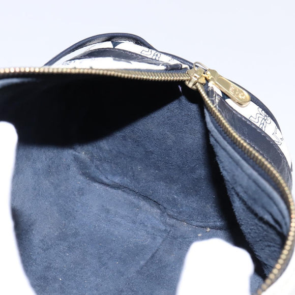 MCM Logogram Vicetos Shoulder Bag PVC Leather White Gold Auth BA5873