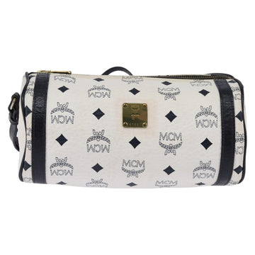 MCM Logogram Vicetos Shoulder Bag PVC Leather White Gold Auth BA5873 - 0