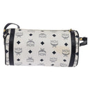 MCM Logogram Vicetos Shoulder Bag PVC Leather White Gold Auth BA5873-3