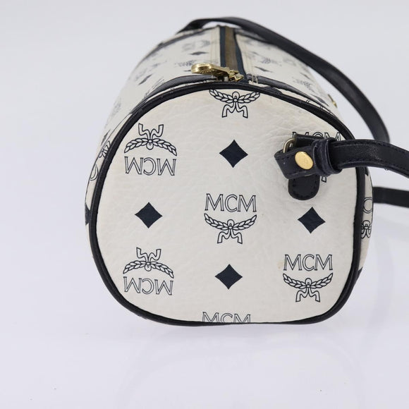 MCM Logogram Vicetos Shoulder Bag PVC Leather White Gold Auth BA5873