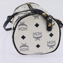 MCM Logogram Vicetos Shoulder Bag PVC Leather White Gold Auth BA5873-5