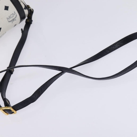 MCM Logogram Vicetos Shoulder Bag PVC Leather White Gold Auth BA5873