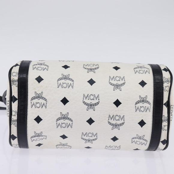 MCM Logogram Vicetos Shoulder Bag PVC Leather White Gold Auth BA5873