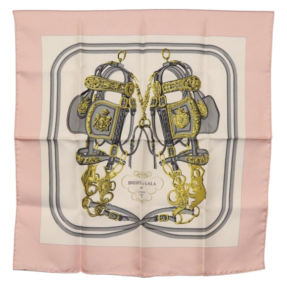 HERMES Carre 40 Scarf Silk Pink Auth BA5878