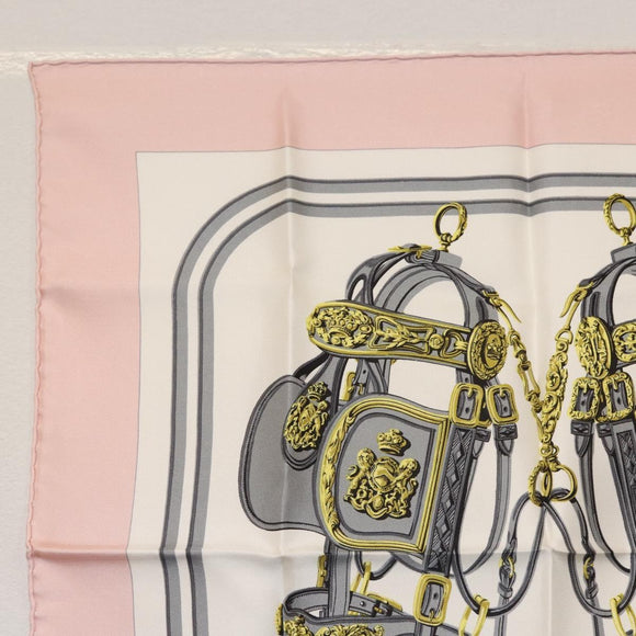 HERMES Carre 40 Scarf Silk Pink Auth BA5878