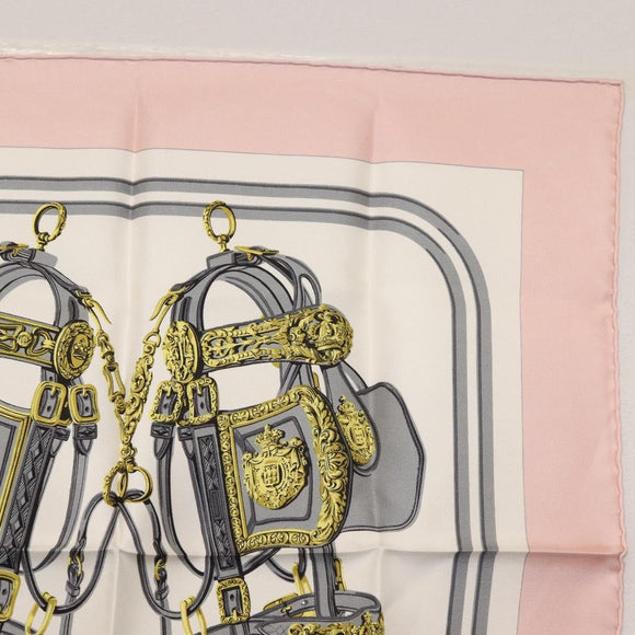 HERMES Carre 40 Scarf Silk Pink Auth BA5878
