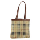 Burberrys Nova Check Tote Bag PVC Beige Gold Auth BA5886-1