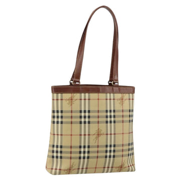 Burberrys Nova Check Tote Bag PVC Beige Gold Auth BA5886