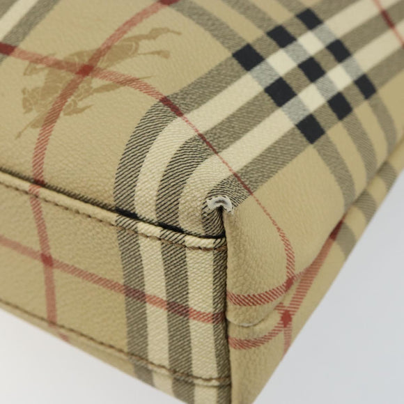 Burberrys Nova Check Tote Bag PVC Beige Gold Auth BA5886