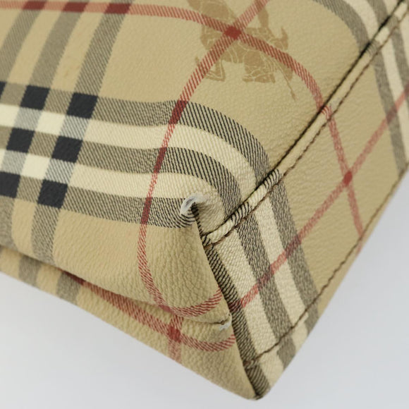 Burberrys Nova Check Tote Bag PVC Beige Gold Auth BA5886