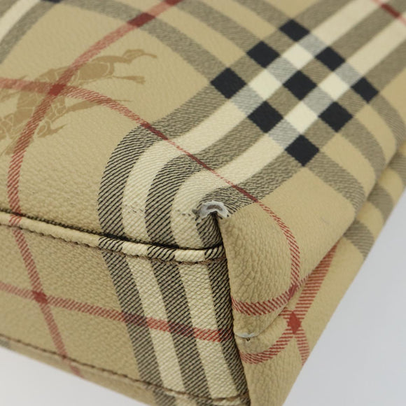Burberrys Nova Check Tote Bag PVC Beige Gold Auth BA5886