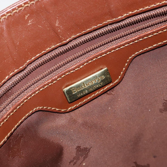 Burberrys Nova Check Tote Bag PVC Beige Gold Auth BA5886