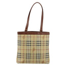 Burberrys Nova Check Tote Bag PVC Beige Gold Auth BA5886-2