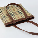 Burberrys Nova Check Tote Bag PVC Beige Gold Auth BA5886-6