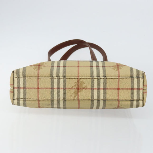 Burberrys Nova Check Tote Bag PVC Beige Gold Auth BA5886