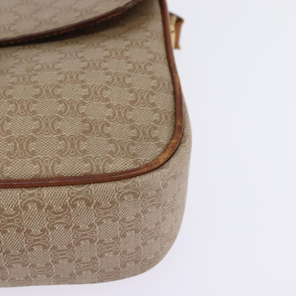 CELINE Macadam Canvas Shoulder Bag PVC Beige Gold Auth BA5887