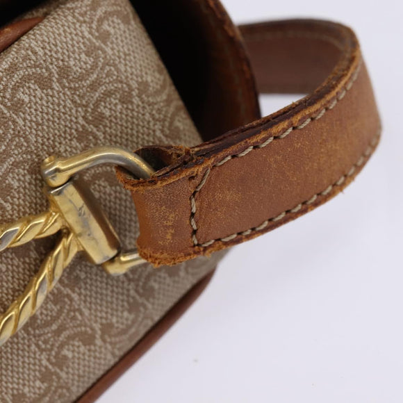 CELINE Macadam Canvas Shoulder Bag PVC Beige Gold Auth BA5887