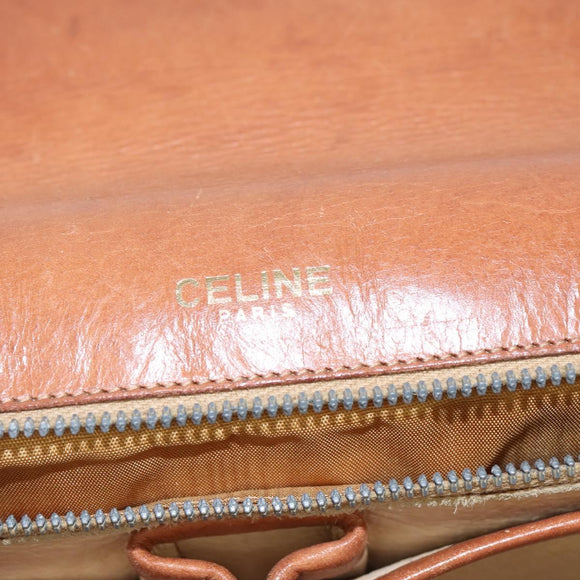 CELINE Macadam Canvas Shoulder Bag PVC Beige Gold Auth BA5887