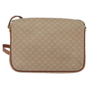 CELINE Macadam Canvas Shoulder Bag PVC Beige Gold Auth BA5887-3