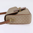 CELINE Macadam Canvas Shoulder Bag PVC Beige Gold Auth BA5887-4