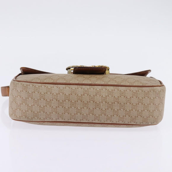 CELINE Macadam Canvas Shoulder Bag PVC Beige Gold Auth BA5887