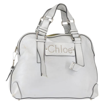 Chloe Hand Bag Leather Silver Auth BA5890