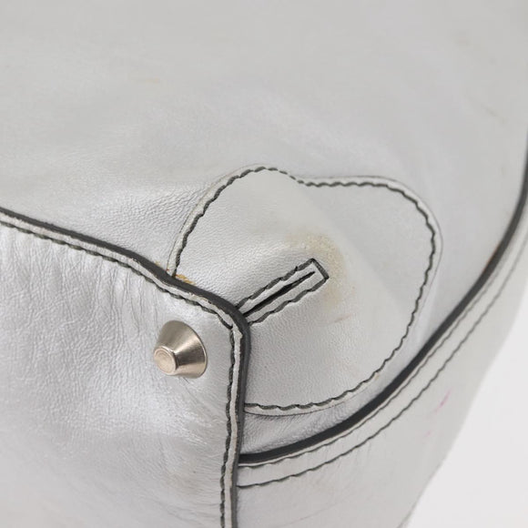 Chloe Hand Bag Leather Silver Auth BA5890