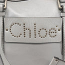Chloe Hand Bag Leather Silver Auth BA5890-14