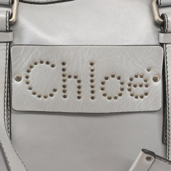 Chloe Hand Bag Leather Silver Auth BA5890