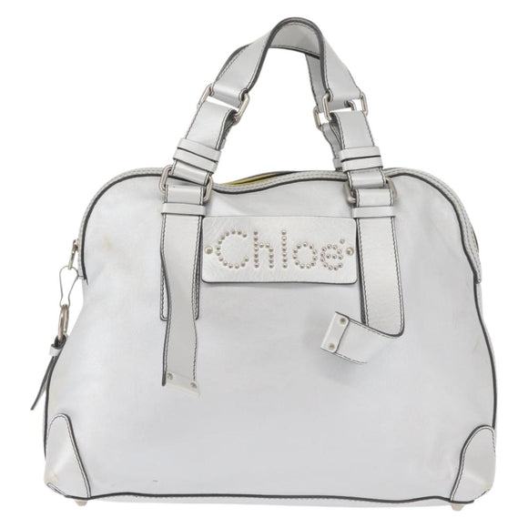 Chloe Hand Bag Leather Silver Auth BA5890